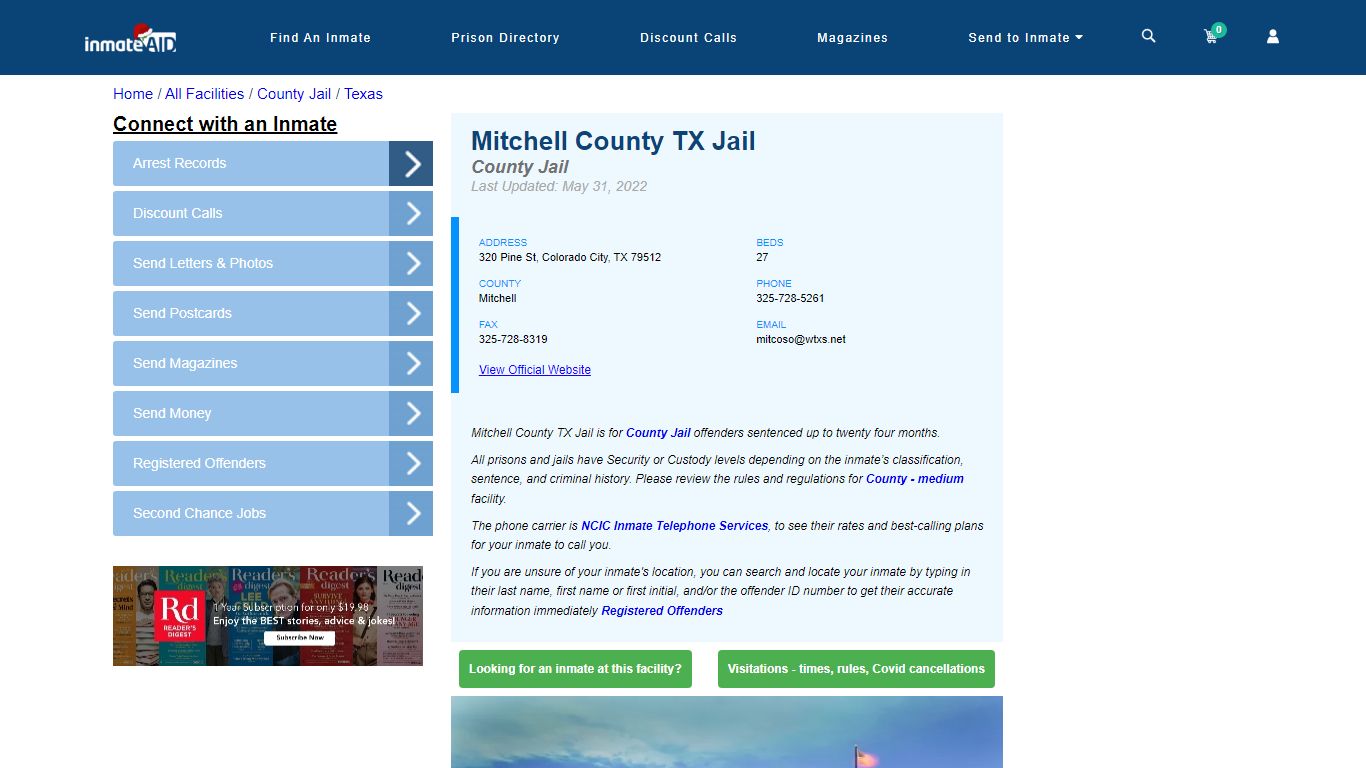Mitchell County TX Jail - Inmate Locator - Colorado City, TX