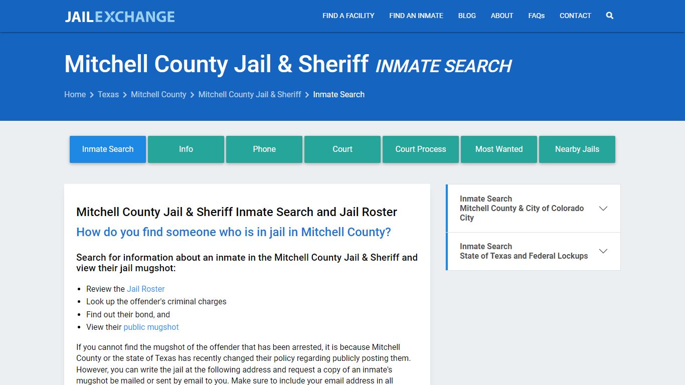 Mitchell County Jail & Sheriff Inmate Search - Jail Exchange