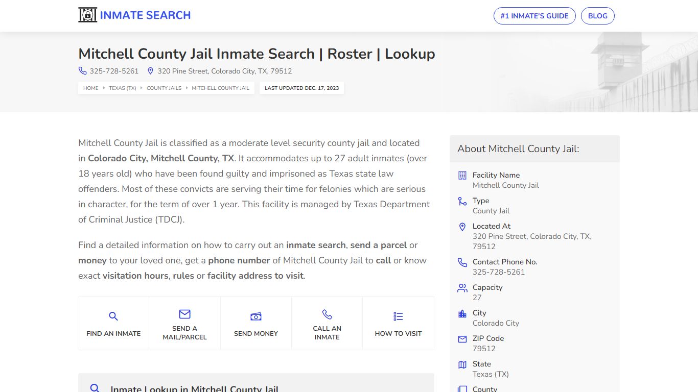 Mitchell County Jail Inmate Search | Roster | Lookup