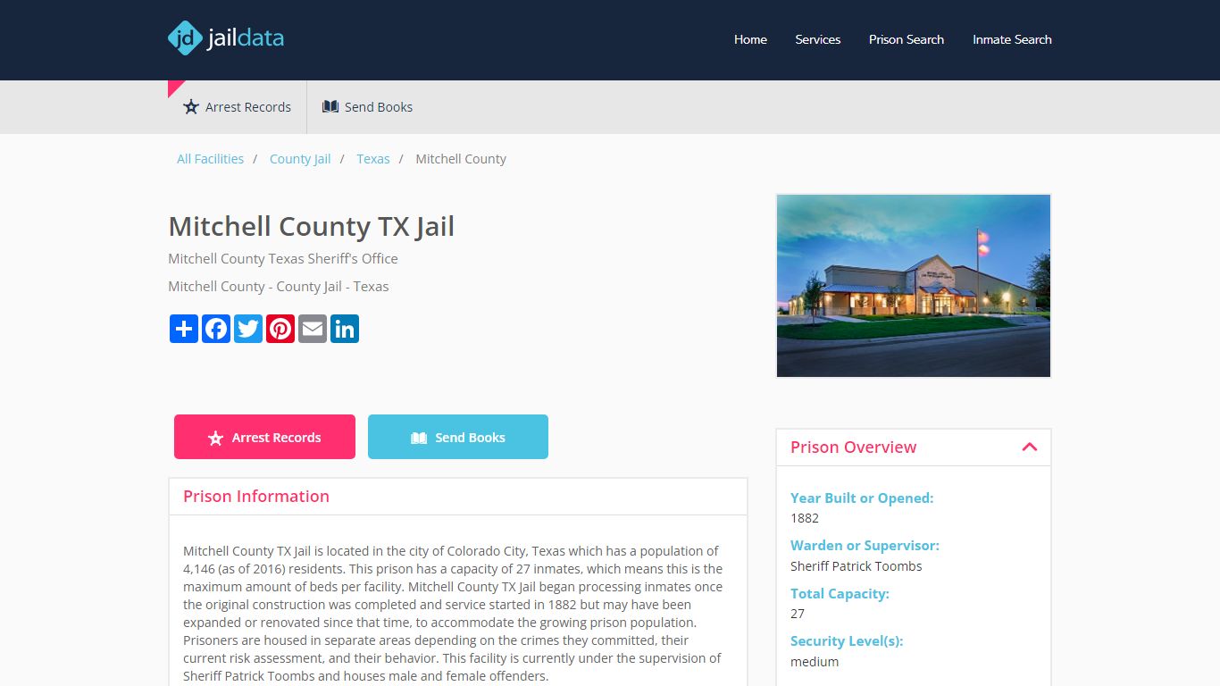 Mitchell County TX Jail Inmate Search and Prisoner Info - Colorado City, TX